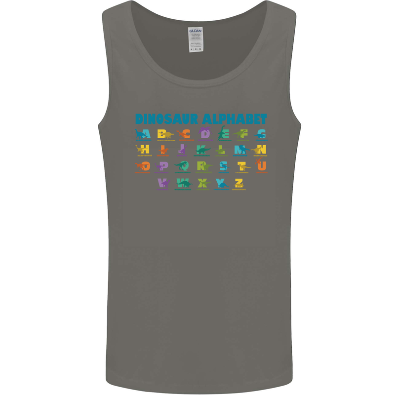 Dinosaur Alphabet T-Rex Velociraptor Mens Vest Tank Top Charcoal