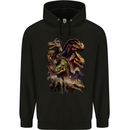 Dinosaur Collage T-Rex Raptor Dragons Mens 80% Cotton Hoodie Black