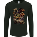 Dinosaur Collage T-Rex Raptor Dragons Mens Long Sleeve T-Shirt Black