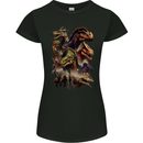 Dinosaur Collage T-Rex Raptor Dragons Womens Petite Cut T-Shirt Black