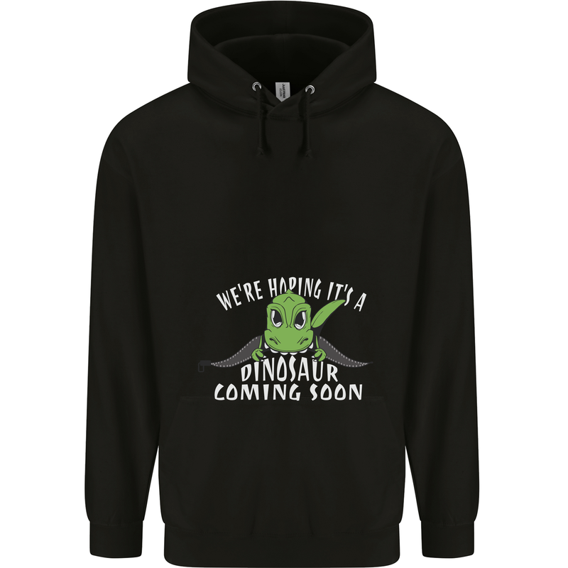 Dinosaur Coming Soon New Baby Pregnancy Childrens Kids Hoodie Black