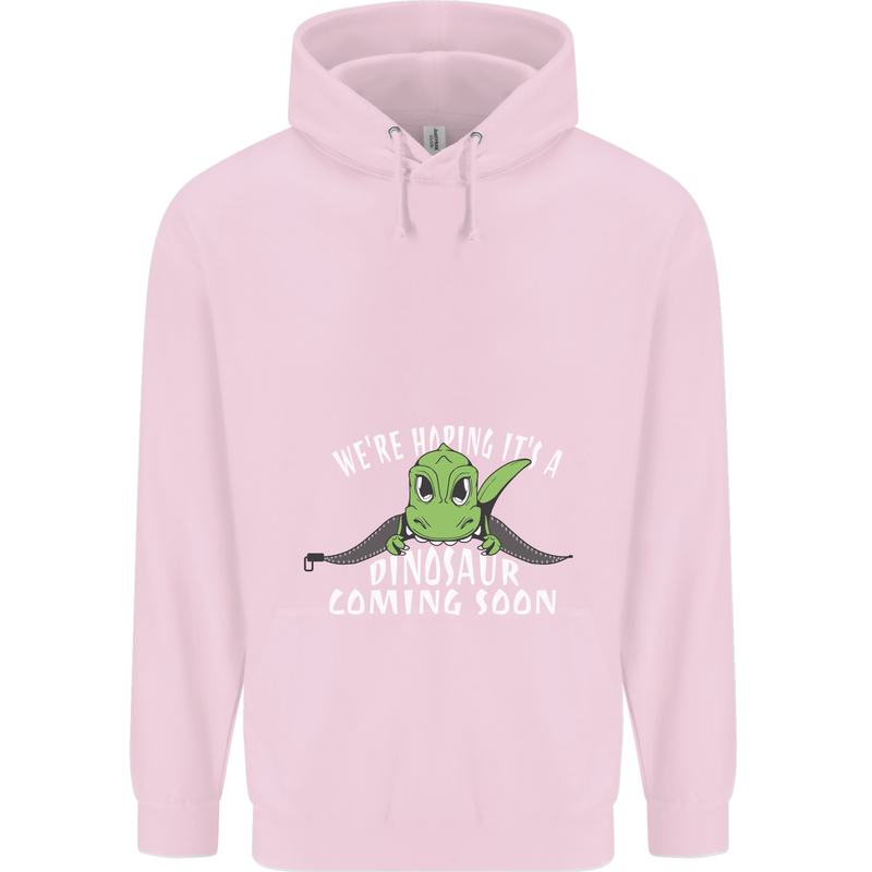 Dinosaur Coming Soon New Baby Pregnancy Childrens Kids Hoodie Light Pink