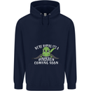 Dinosaur Coming Soon New Baby Pregnancy Childrens Kids Hoodie Navy Blue