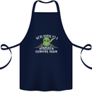 Dinosaur Coming Soon New Baby Pregnancy Cotton Apron 100% Organic Navy Blue