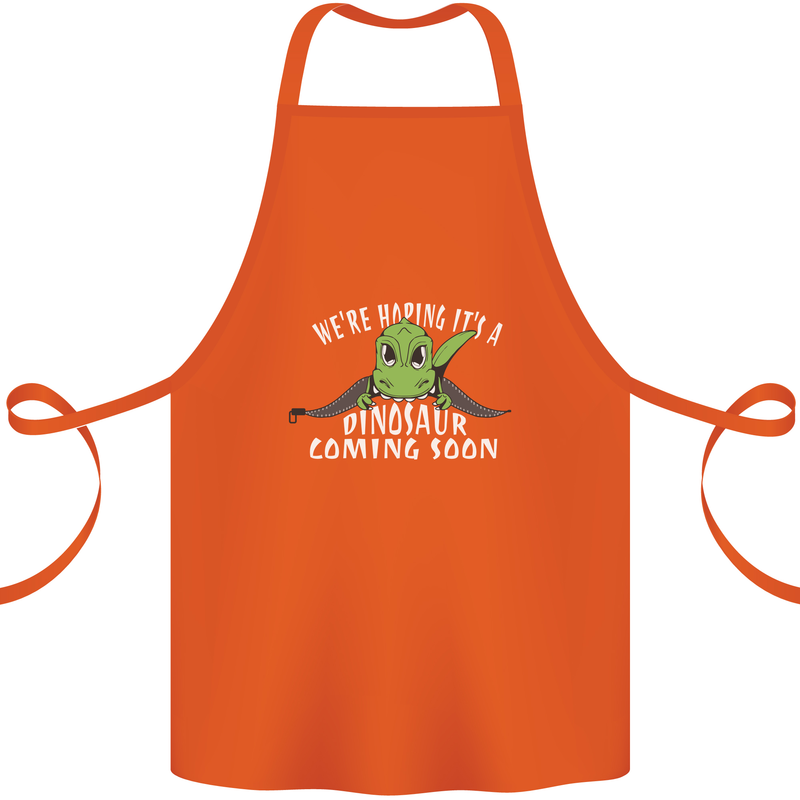 Dinosaur Coming Soon New Baby Pregnancy Cotton Apron 100% Organic Orange