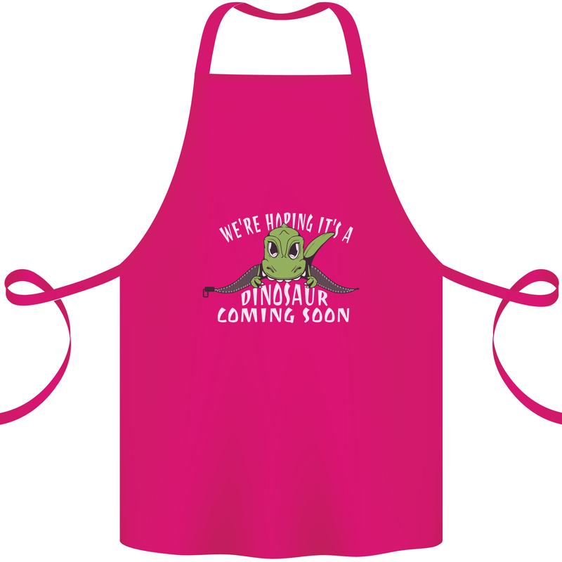 Dinosaur Coming Soon New Baby Pregnancy Cotton Apron 100% Organic Pink