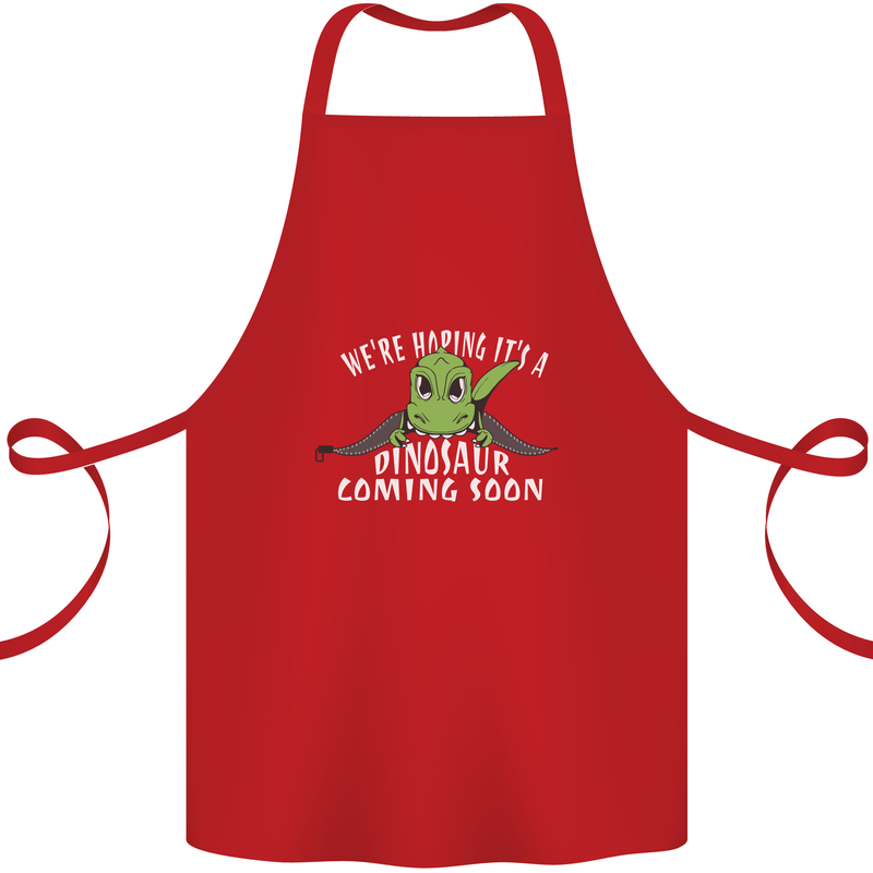 Dinosaur Coming Soon New Baby Pregnancy Cotton Apron 100% Organic Red
