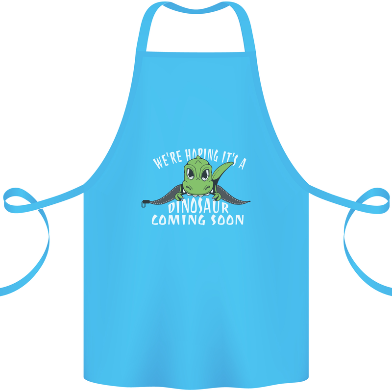 Dinosaur Coming Soon New Baby Pregnancy Cotton Apron 100% Organic Turquoise