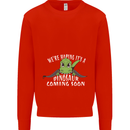Dinosaur Coming Soon New Baby Pregnancy Kids Sweatshirt Jumper Bright Red