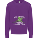 Dinosaur Coming Soon New Baby Pregnancy Kids Sweatshirt Jumper Purple
