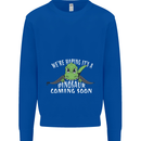 Dinosaur Coming Soon New Baby Pregnancy Kids Sweatshirt Jumper Royal Blue