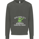 Dinosaur Coming Soon New Baby Pregnancy Kids Sweatshirt Jumper Storm Grey