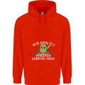 Dinosaur Coming Soon New Baby Pregnancy Mens 80% Cotton Hoodie Bright Red