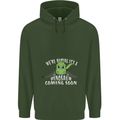 Dinosaur Coming Soon New Baby Pregnancy Mens 80% Cotton Hoodie Forest Green
