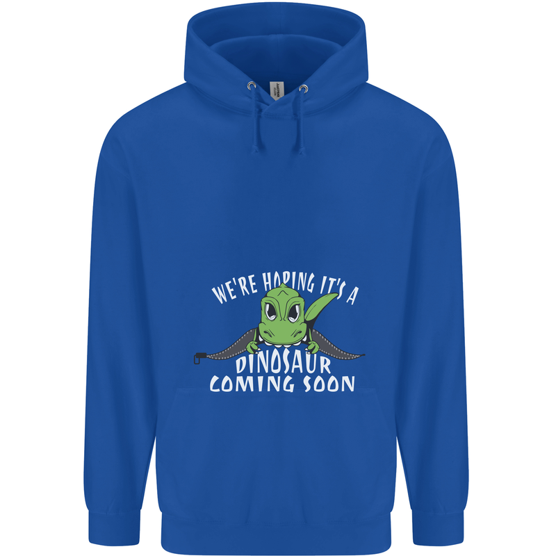 Dinosaur Coming Soon New Baby Pregnancy Mens 80% Cotton Hoodie Royal Blue
