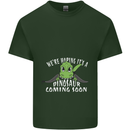 Dinosaur Coming Soon New Baby Pregnancy Mens Cotton T-Shirt Tee Top Forest Green