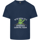 Dinosaur Coming Soon New Baby Pregnancy Mens Cotton T-Shirt Tee Top Navy Blue