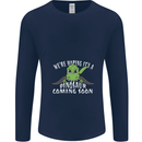 Dinosaur Coming Soon New Baby Pregnancy Mens Long Sleeve T-Shirt Navy Blue