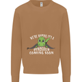 Dinosaur Coming Soon New Baby Pregnancy Mens Sweatshirt Jumper Caramel Latte