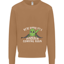 Dinosaur Coming Soon New Baby Pregnancy Mens Sweatshirt Jumper Caramel Latte