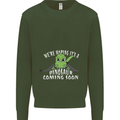 Dinosaur Coming Soon New Baby Pregnancy Mens Sweatshirt Jumper Forest Green