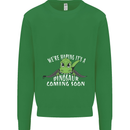 Dinosaur Coming Soon New Baby Pregnancy Mens Sweatshirt Jumper Irish Green
