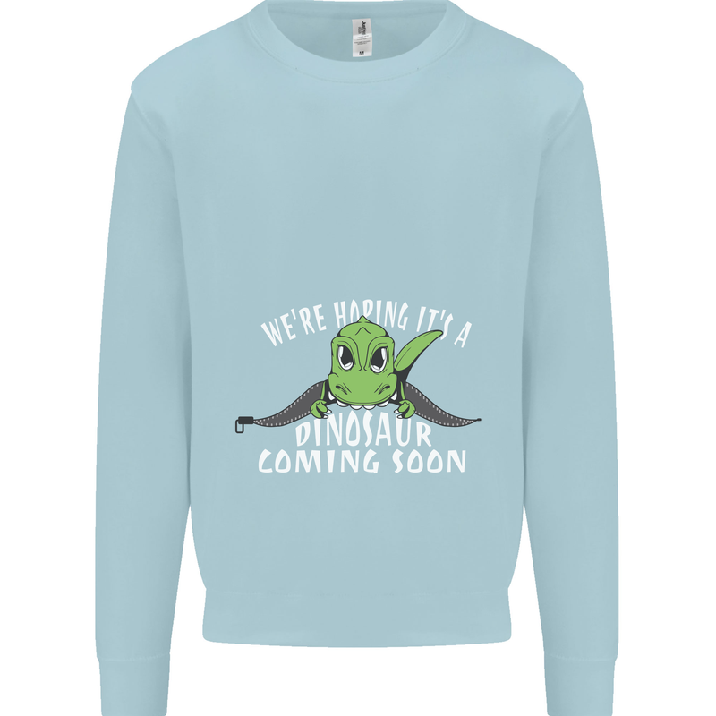 Dinosaur Coming Soon New Baby Pregnancy Mens Sweatshirt Jumper Light Blue
