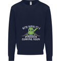Dinosaur Coming Soon New Baby Pregnancy Mens Sweatshirt Jumper Navy Blue