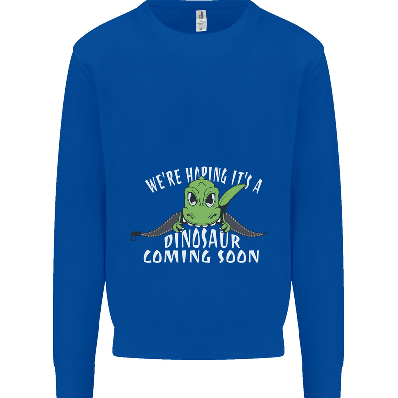 Dinosaur Coming Soon New Baby Pregnancy Mens Sweatshirt Jumper Royal Blue