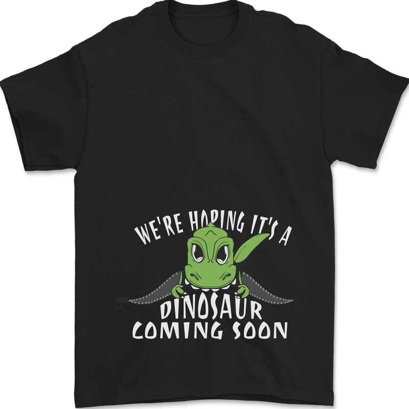 Dinosaur Coming Soon New Baby Pregnancy Mens T-Shirt 100% Cotton Black