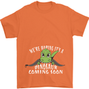 Dinosaur Coming Soon New Baby Pregnancy Mens T-Shirt 100% Cotton Orange