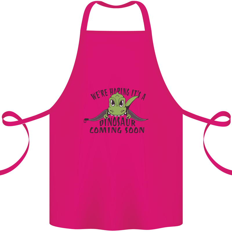 Dinosaur Coming Soon New Baby Pregnancy Pregnant Cotton Apron 100% Organic Pink