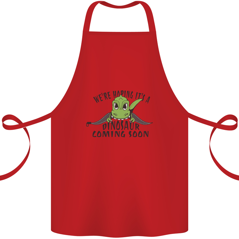 Dinosaur Coming Soon New Baby Pregnancy Pregnant Cotton Apron 100% Organic Red