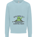 Dinosaur Coming Soon New Baby Pregnancy Pregnant Kids Sweatshirt Jumper Light Blue
