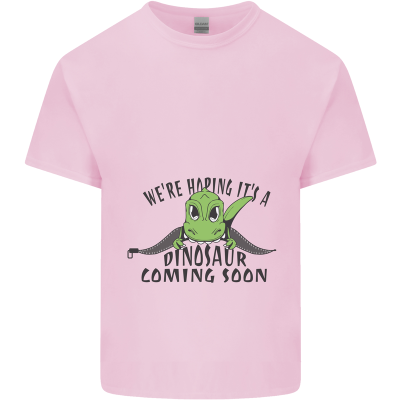 Dinosaur Coming Soon New Baby Pregnancy Pregnant Kids T-Shirt Childrens Light Pink
