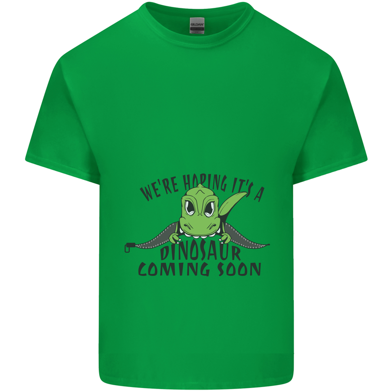 Dinosaur Coming Soon New Baby Pregnancy Pregnant Mens Cotton T-Shirt Tee Top Irish Green