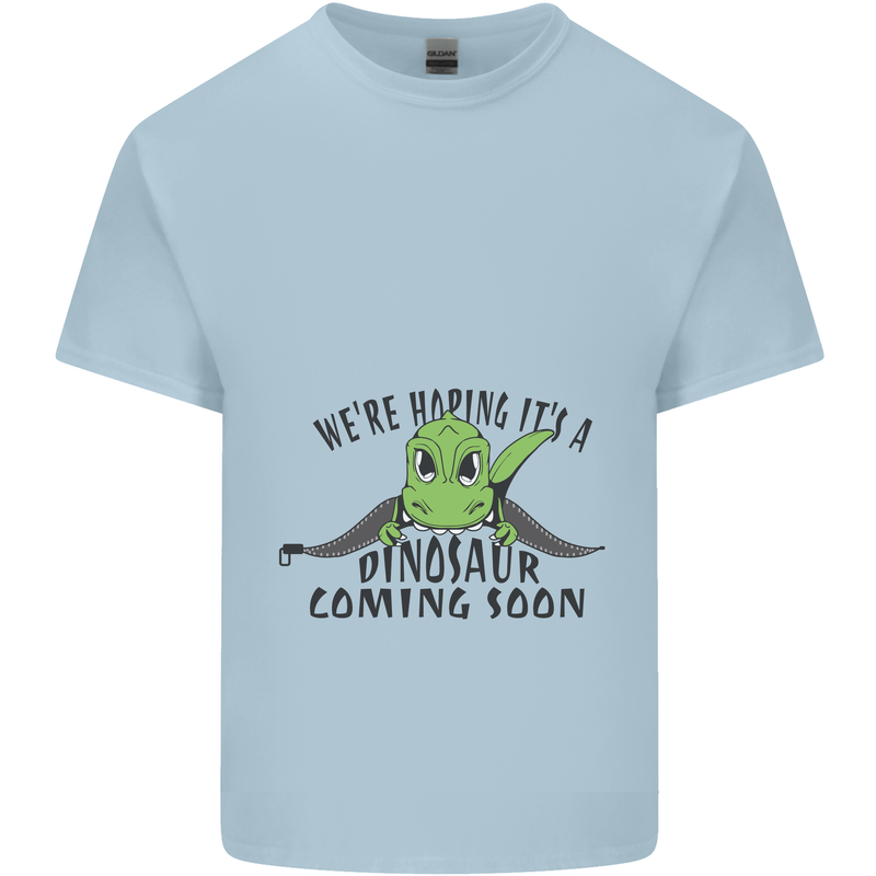 Dinosaur Coming Soon New Baby Pregnancy Pregnant Mens Cotton T-Shirt Tee Top Light Blue