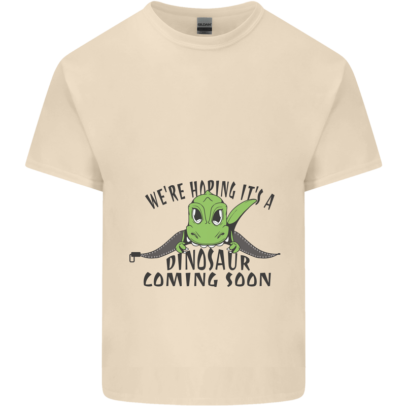 Dinosaur Coming Soon New Baby Pregnancy Pregnant Mens Cotton T-Shirt Tee Top Natural