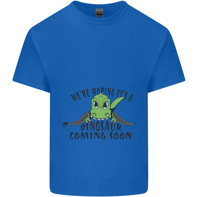 Dinosaur Coming Soon New Baby Pregnancy Pregnant Mens Cotton T-Shirt Tee Top Royal Blue
