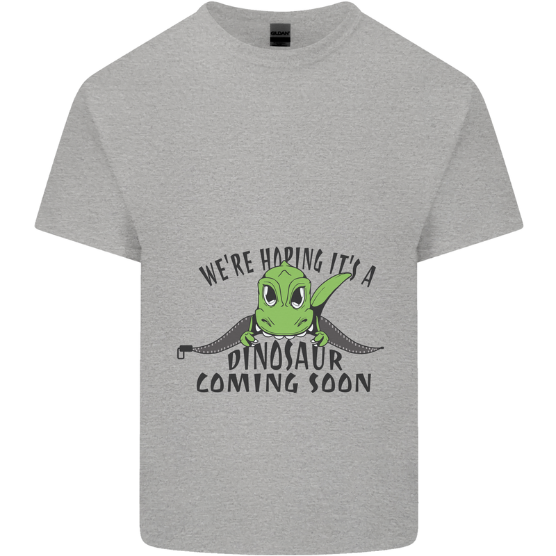 Dinosaur Coming Soon New Baby Pregnancy Pregnant Mens Cotton T-Shirt Tee Top Sports Grey