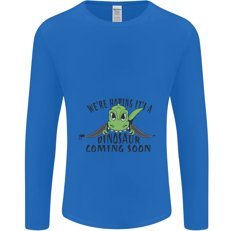 Dinosaur Coming Soon New Baby Pregnancy Pregnant Mens Long Sleeve T-Shirt Royal Blue