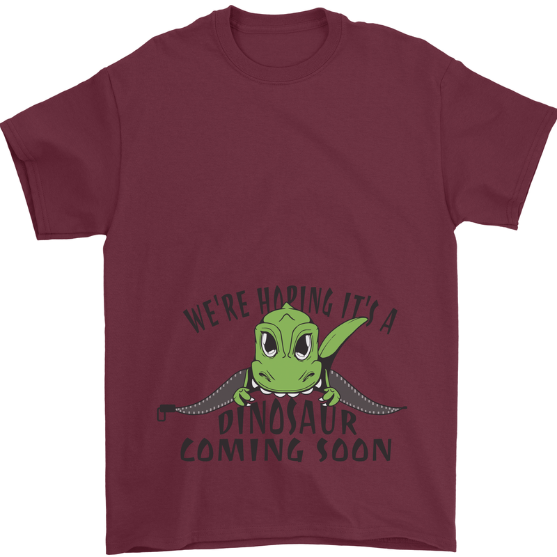 Dinosaur Coming Soon New Baby Pregnancy Pregnant Mens T-Shirt 100% Cotton Maroon