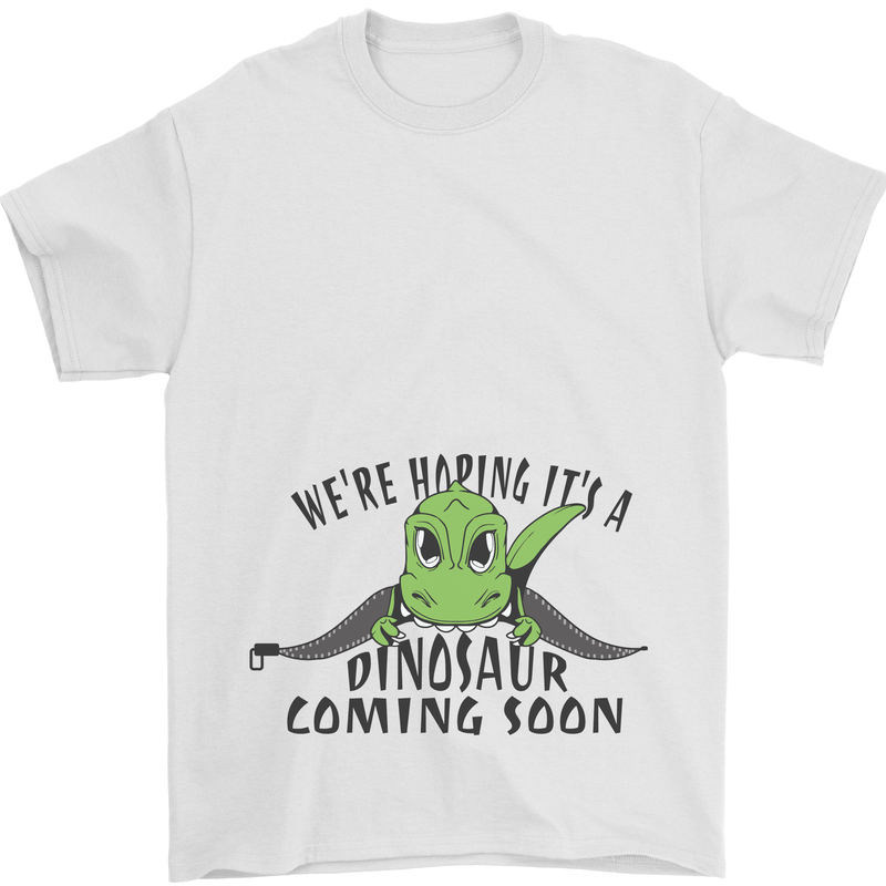 Dinosaur Coming Soon New Baby Pregnancy Pregnant Mens T-Shirt 100% Cotton White
