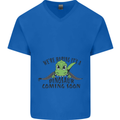 Dinosaur Coming Soon New Baby Pregnancy Pregnant Mens V-Neck Cotton T-Shirt Royal Blue