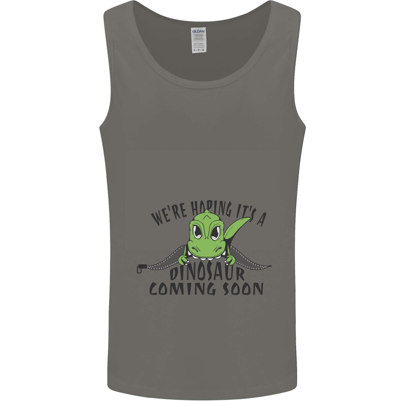 Dinosaur Coming Soon New Baby Pregnancy Pregnant Mens Vest Tank Top Charcoal