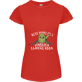 Dinosaur Coming Soon New Baby Pregnancy Womens Petite Cut T-Shirt Red