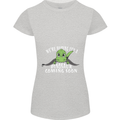 Dinosaur Coming Soon New Baby Pregnancy Womens Petite Cut T-Shirt Sports Grey