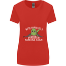 Dinosaur Coming Soon New Baby Pregnancy Womens Wider Cut T-Shirt Red
