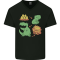 Dinosaur Evolution Extinction Fossils T-Rex Mens V-Neck Cotton T-Shirt Black