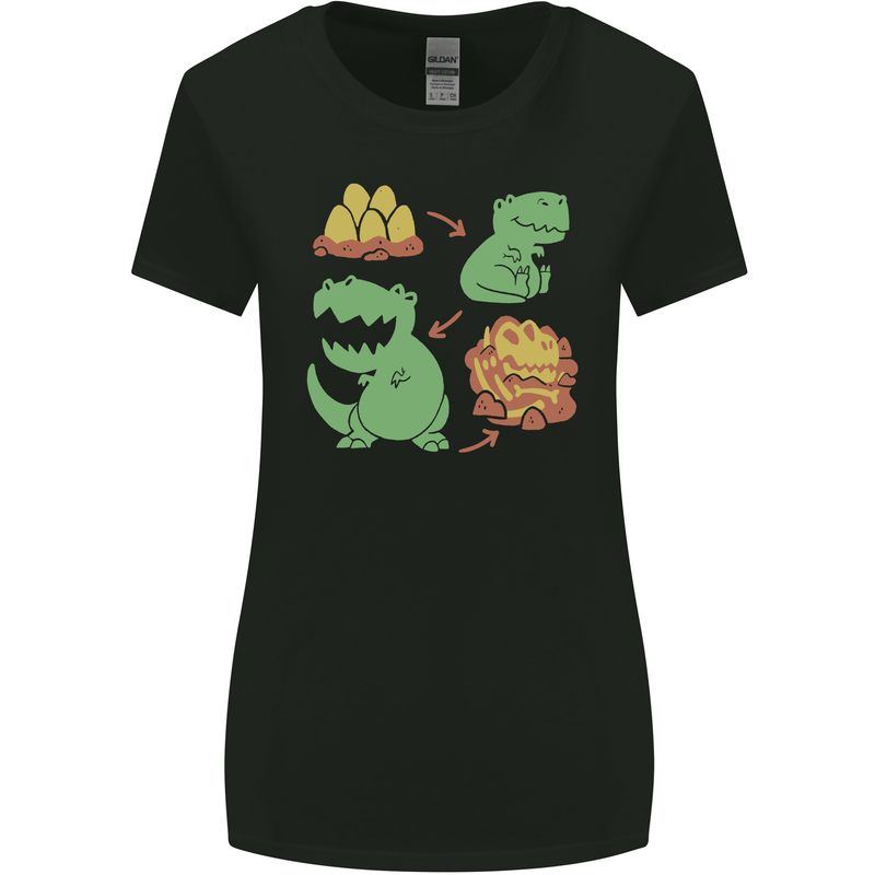 Dinosaur Evolution Extinction Fossils T-Rex Womens Wider Cut T-Shirt Black